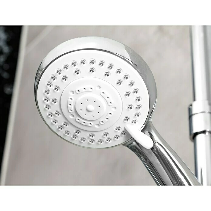 BAUHAUS Mixomat Duschsystem Denver Mit Umsteller, Lochabstand: 67 Cm, Anzahl Strahlarten: 5 Stk., Chrom/Weiß 8 BAUHAUS Mixomat Duschsystem Denver Mit Umsteller, Lochabstand: 67 Cm, Anzahl Strahlarten: 5 Stk., Chrom/Weiß – Bild 6