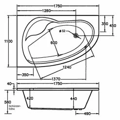 BAUHAUS Ottofond Eckbadewanne Mauritius B Linksseitig, 175 X 110 Cm, Sanitäracryl, Weiß -Bauhaus Geschäft 12 117