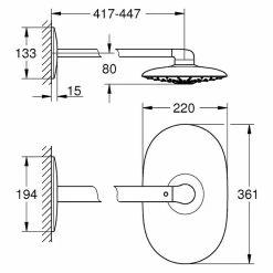 BAUHAUS Grohe Rainshower Duo 360 Kopfbrausen-Set 22 X 36,1 Cm, 39 L/min Bei 3 Bar, Moonwhite/Chrom -Bauhaus Geschäft 12 1187
