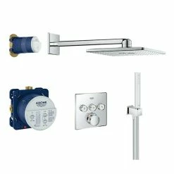 BAUHAUS Grohe Grohtherm SmartControl Duschsystem Mit Mischer, Anzahl Strahlarten: 3 Stk., Chrom, Form Kopfbrause: Eckig