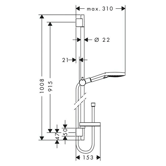 BAUHAUS Hansgrohe Brausegarnitur Raindance Select S 120 Lochabstand: 91,5 Cm, Art Strahl: Rain, RainAir, Whirl, Chrom 4 BAUHAUS Hansgrohe Brausegarnitur Raindance Select S 120 Lochabstand: 91,5 Cm, Art Strahl: Rain, RainAir, Whirl, Chrom – Bild 2