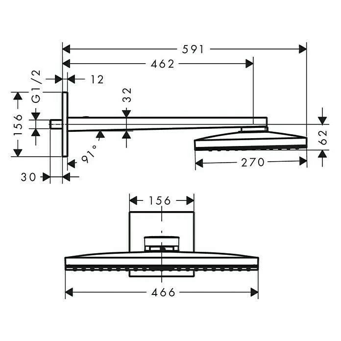 BAUHAUS Hansgrohe Kopfbrausen-Set Rainmaker Select 460 27 X 46,6 Cm, 19 L/min Bei 3 Bar, Chrom 4 BAUHAUS Hansgrohe Kopfbrausen-Set Rainmaker Select 460 27 X 46,6 Cm, 19 L/min Bei 3 Bar, Chrom – Bild 2