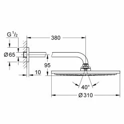 BAUHAUS Grohe Rainshower Cosmopolitan 310 Kopfbrausen-Set Durchmesser: 31 Cm, 9,5 L/min Bei 3 Bar, Wandmontage, Hard Graphite -Bauhaus Geschäft 12 1489