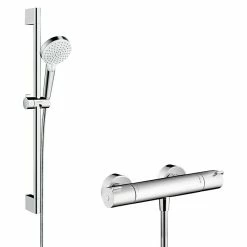 BAUHAUS Hansgrohe Crometta Brause-Set Vario/Ecostat 1001 SL Lochabstand: 62,5 Cm, Chrom