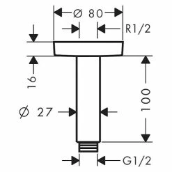 BAUHAUS Hansgrohe Deckenanschluss S Länge: 10 Cm, Chrom -Bauhaus Geschäft 12 1602