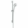 BAUHAUS Hansgrohe Crometta Brausegarnitur 100 Multi Lochabstand: 62,5 Cm, Art Strahl: Rain, Turbostrahl, Massagestrahl, Chrom