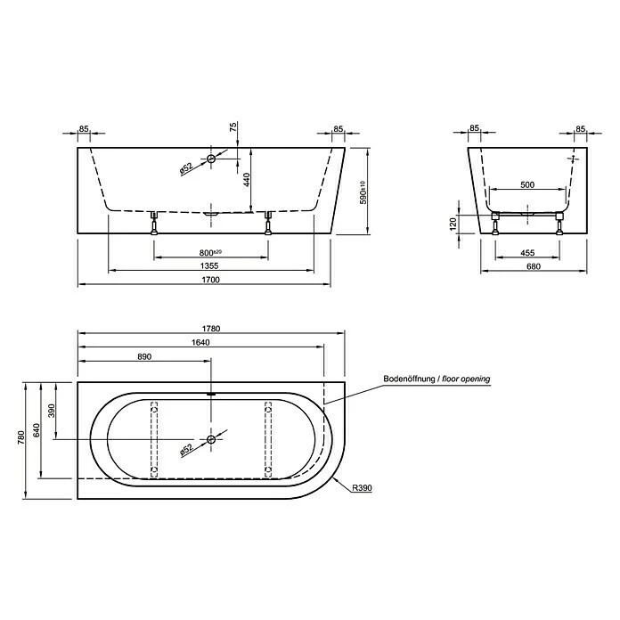 BAUHAUS Ottofond Badewanne Siesta Corner Rechtsseitig, 178 X 78 Cm, Sanitäracryl, Weiß 5 BAUHAUS Ottofond Badewanne Siesta Corner Rechtsseitig, 178 X 78 Cm, Sanitäracryl, Weiß – Bild 3