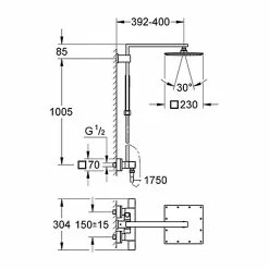 BAUHAUS Grohe Duschsystem Euphoria Cube XXL Mit Thermostatarmatur, Lochabstand: 100,5 Cm, Anzahl Strahlarten: 1 Stk., Chrom -Bauhaus Geschäft 12 1962