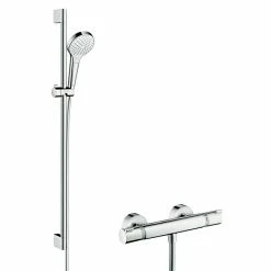 BAUHAUS Hansgrohe Brause-Set Croma Select S Vario/Ecostat Comfort Lochabstand: 91,5 Cm, Chrom/Weiß