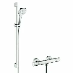 BAUHAUS Hansgrohe Brause-Set Croma Select E Vario/Ecostat Comfort Lochabstand: 91,5 Cm, Chrom/Weiß