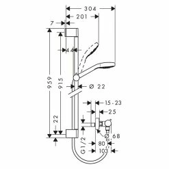 Alternative view of BAUHAUS Hansgrohe Brause-Set Croma Select E Vario/Ecostat Comfort Lochabstand: 91,5 Cm, Chrom/Weiß