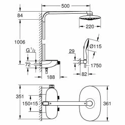 BAUHAUS Grohe Rainshower SmartControl Duschsystem 360 Mit Thermostatarmatur, Lochabstand: 100,6 Cm, Anzahl Strahlarten: 3 Stk., Chrom -Bauhaus Geschäft 12 2041