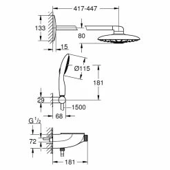 BAUHAUS Grohe Rainshower Duo 360 Duschsystem Mit Thermostatarmatur, Anzahl Strahlarten: 2 Stk., Chrom 5 BAUHAUS Grohe Rainshower Duo 360 Duschsystem Mit Thermostatarmatur, Anzahl Strahlarten: 2 Stk., Chrom -Bauhaus Geschäft 12 2049