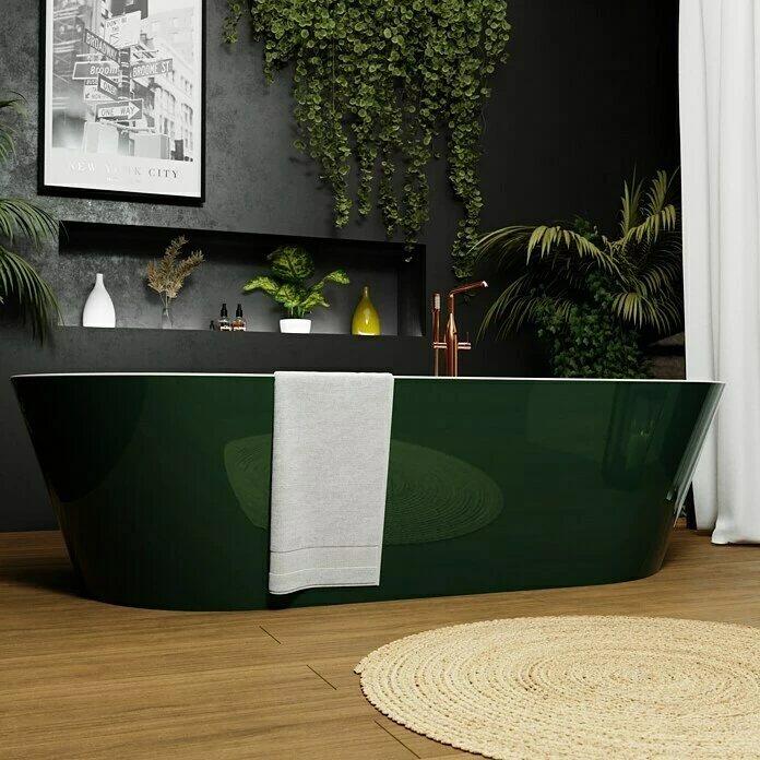 BAUHAUS Camargue Freistehende Badewanne Torino L X B: 170 X 80 Cm, 268 L, Sanitäracryl, Grün/Weiß 8 BAUHAUS Camargue Freistehende Badewanne Torino L X B: 170 X 80 Cm, 268 L, Sanitäracryl, Grün/Weiß – Bild 6
