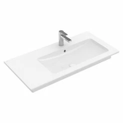 BAUHAUS Villeroy & Boch Venticello Einbauwaschbecken 100 X 50 Cm, Mit Schmutzabweisender Glasur, Hahnloch: Mitte, Weiß, Ablagefläche: Links
