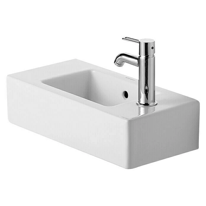 BAUHAUS Duravit Vero Waschbecken 50 X 25 Cm, Ohne Spezialglasur, Hahnloch: Rechts, Mit Überlauf, Weiß 3 BAUHAUS Duravit Vero Waschbecken 50 X 25 Cm, Ohne Spezialglasur, Hahnloch: Rechts, Mit Überlauf, Weiß