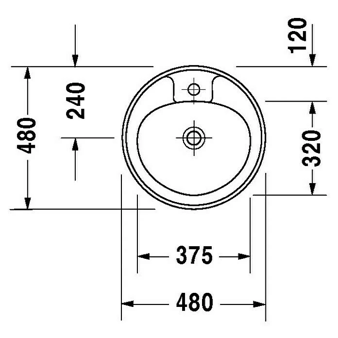 BAUHAUS Duravit Waschschale Manua Durchmesser: 48 Cm, Mit Schmutzabweisender Glasur, Hahnloch: Mitte, Mit Überlauf, Weiß 4 BAUHAUS Duravit Waschschale Manua Durchmesser: 48 Cm, Mit Schmutzabweisender Glasur, Hahnloch: Mitte, Mit Überlauf, Weiß – Bild 2