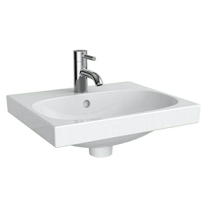 BAUHAUS Geberit Acanto Waschbecken 45 X 38 Cm, Ohne Spezialglasur, Hahnloch: Mitte, Mit Überlauf, Weiß 3 BAUHAUS Geberit Acanto Waschbecken 45 X 38 Cm, Ohne Spezialglasur, Hahnloch: Mitte, Mit Überlauf, Weiß