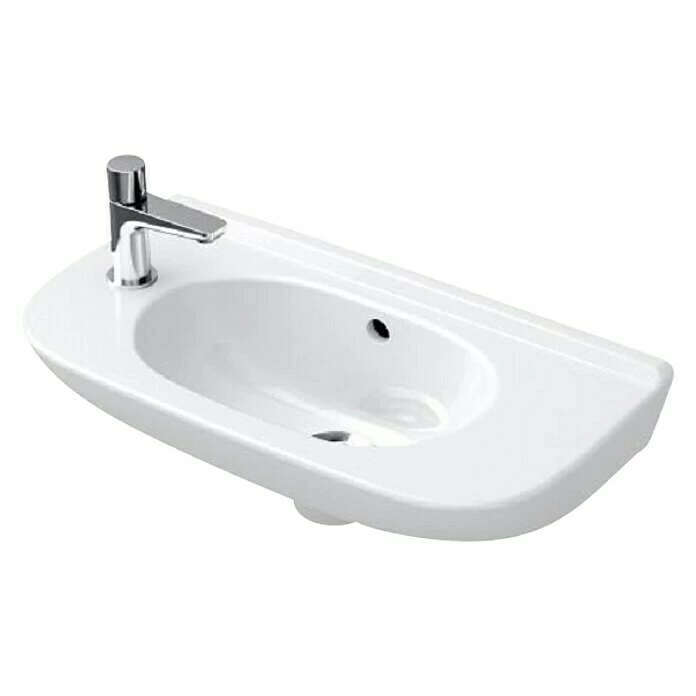 BAUHAUS Villeroy & Boch O.novo Waschbecken Compact 50 X 25 Cm, Ohne Spezialglasur, Hahnloch: Links, Mit Überlauf, Weiß 3 BAUHAUS Villeroy & Boch O.novo Waschbecken Compact 50 X 25 Cm, Ohne Spezialglasur, Hahnloch: Links, Mit Überlauf, Weiß