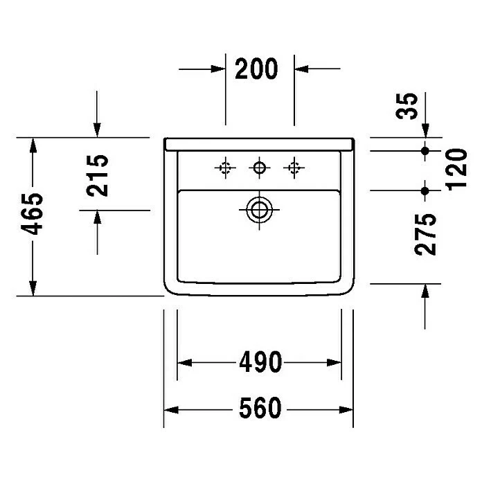 BAUHAUS Duravit Starck 3 Einbauwaschbecken 56 X 46,5 Cm, Ohne Spezialglasur, Hahnloch: Mitte, Mit Überlauf, Weiß 4 BAUHAUS Duravit Starck 3 Einbauwaschbecken 56 X 46,5 Cm, Ohne Spezialglasur, Hahnloch: Mitte, Mit Überlauf, Weiß – Bild 2