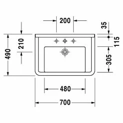 BAUHAUS Duravit Starck 3 Waschtisch Typ 3 70 X 49 Cm, Ohne Spezialglasur, Anzahl Hahnlöcher: 1, Mit Überlauf, Weiß -Bauhaus Geschäft 12 2195