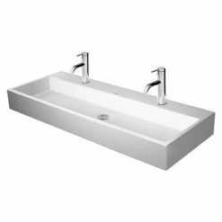 BAUHAUS Duravit Vero Air Doppelwaschtisch 120 X 47 Cm, Mit Schmutzabweisender Glasur, Hahnloch: Mitte, Ohne Überlauf, Weiß, Ungeschliffen