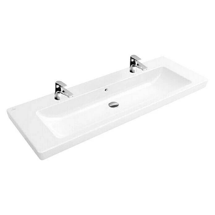 BAUHAUS Villeroy & Boch Subway 2.0 Doppelwaschtisch 130 X 47 Cm, Ohne Spezialglasur, Hahnloch: Mitte, Weiß, Anzahl Waschschüsseln: 1 3 BAUHAUS Villeroy & Boch Subway 2.0 Doppelwaschtisch 130 X 47 Cm, Ohne Spezialglasur, Hahnloch: Mitte, Weiß, Anzahl Waschschüsseln: 1