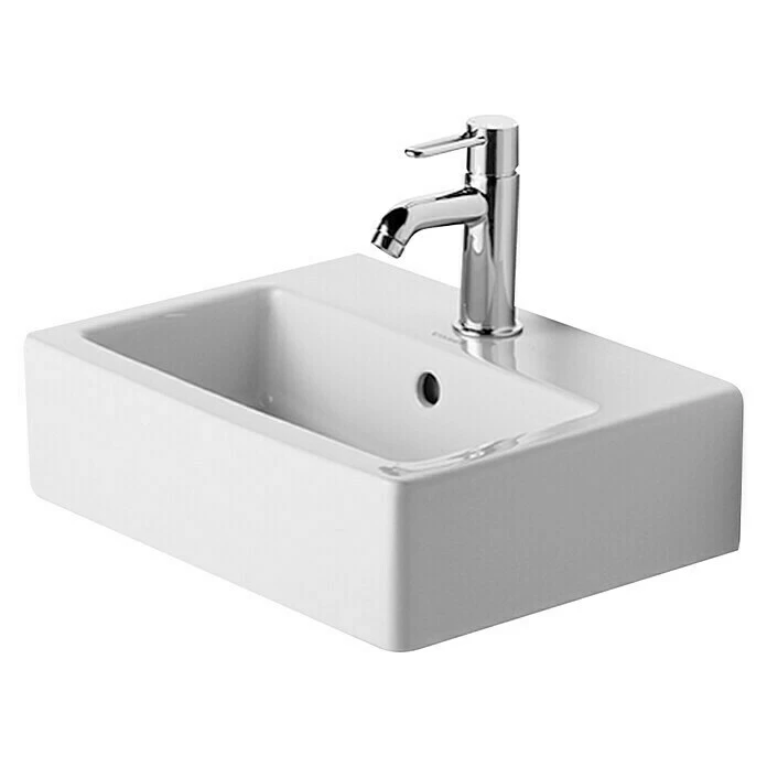 BAUHAUS Duravit Vero Waschbecken Typ 1 45 X 35 Cm, Ohne Spezialglasur, Hahnloch: Mitte, Mit Überlauf, Weiß, Geschliffen 3 BAUHAUS Duravit Vero Waschbecken Typ 1 45 X 35 Cm, Ohne Spezialglasur, Hahnloch: Mitte, Mit Überlauf, Weiß, Geschliffen