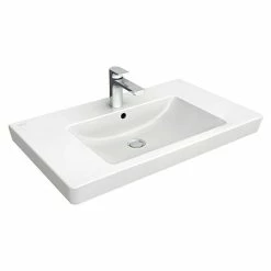 BAUHAUS Villeroy & Boch Subway 2.0 Aufsatzwaschbecken 80 X 47 Cm, Mit Schmutzabweisender Glasur, Hahnloch: Mitte, Mit Überlauf, Weiß