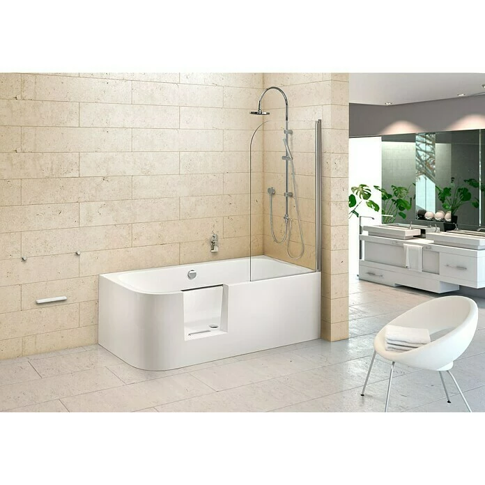 BAUHAUS Ottofond Badewanne Pueblo 180 X 80 Cm, Linksseitig, Mit Ab- & Überlaufgarnitur, Sanitäracryl, Weiß 3 BAUHAUS Ottofond Badewanne Pueblo 180 X 80 Cm, Linksseitig, Mit Ab- & Überlaufgarnitur, Sanitäracryl, Weiß