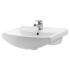 BAUHAUS Cersanit Cersania Waschtisch 60,5 X 41,5 Cm, Ohne Spezialglasur, Hahnloch: Mitte, Mit Überlauf, Weiß