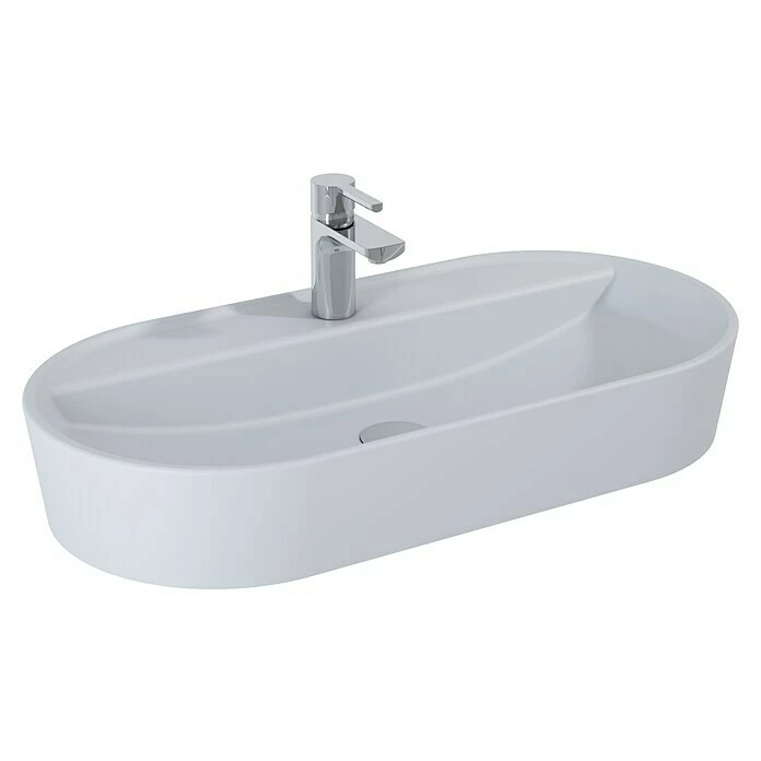 BAUHAUS Inspira Aufsatzwaschbecken 81 X 41 Cm, Keramik, Stone 4 BAUHAUS Inspira Aufsatzwaschbecken 81 X 41 Cm, Keramik, Stone – Bild 2