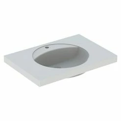 BAUHAUS Geberit Preciosa Waschtisch 80 X 55 Cm, Mit Schmutzabweisender Glasur, Hahnloch: Mitte, Ohne Überlauf, Weiß