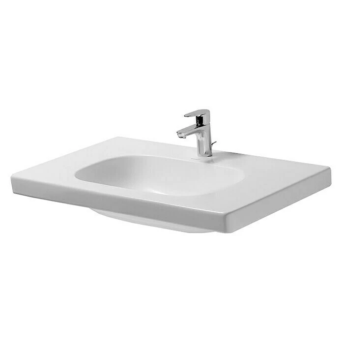 BAUHAUS Duravit D-Code Waschtisch 85 X 48 Cm, Ohne Spezialglasur, Hahnloch: Mitte, Ohne Überlauf, Weiß 3 BAUHAUS Duravit D-Code Waschtisch 85 X 48 Cm, Ohne Spezialglasur, Hahnloch: Mitte, Ohne Überlauf, Weiß