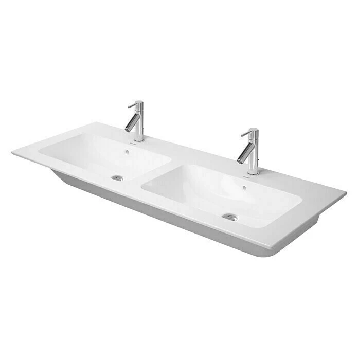 BAUHAUS Duravit ME By Starck Doppelwaschtisch 130 X 49 Cm, Mit Schmutzabweisender Glasur, Anzahl Hahnlöcher: 2, Mit Überlauf, Weiß 3 BAUHAUS Duravit ME By Starck Doppelwaschtisch 130 X 49 Cm, Mit Schmutzabweisender Glasur, Anzahl Hahnlöcher: 2, Mit Überlauf, Weiß