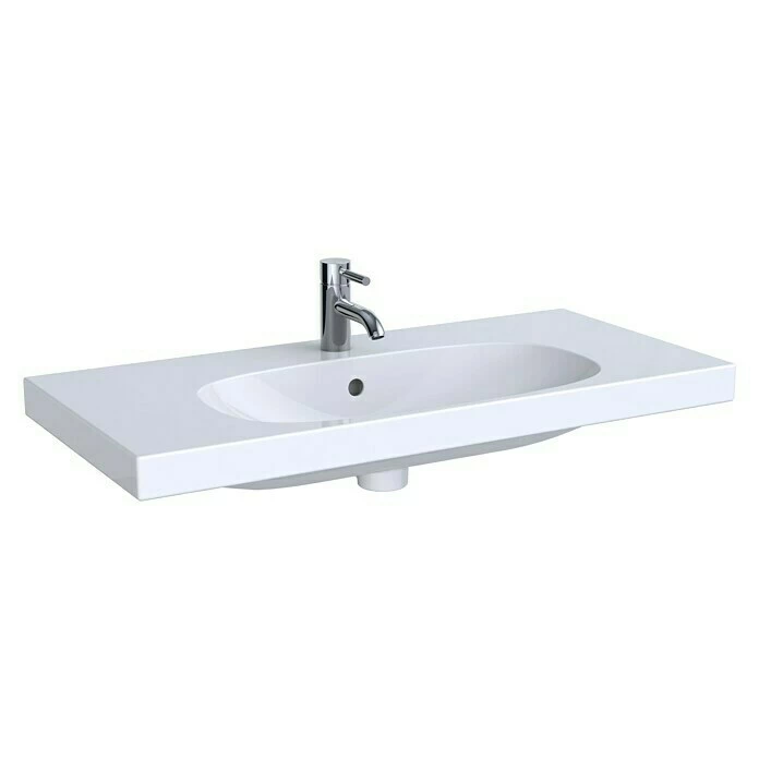 BAUHAUS Geberit Acanto Waschtisch Compact 75 X 42 Cm, Ohne Spezialglasur, Hahnloch: Mitte, Mit Überlauf, Weiß 3 BAUHAUS Geberit Acanto Waschtisch Compact 75 X 42 Cm, Ohne Spezialglasur, Hahnloch: Mitte, Mit Überlauf, Weiß