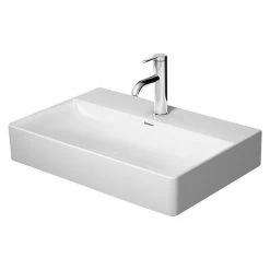 BAUHAUS Duravit DuraSquare Waschtisch Compact 60 X 40 Cm, Mit Schmutzabweisender Glasur, Hahnloch: Mitte, Ohne Überlauf, Weiß, Ungeschliffen