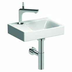 BAUHAUS Geberit Xeno² Waschbecken 40 X 28 Cm, Mit Schmutzabweisender Glasur, Hahnloch: Links, Weiß, Ablagefläche: Links