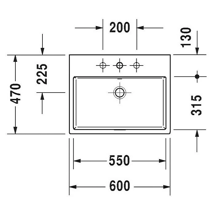 BAUHAUS Duravit Vero Air Waschtisch 60 X 47 Cm, Ohne Spezialglasur, Hahnloch: Mitte, Ohne Überlauf, Weiß, Ungeschliffen 4 BAUHAUS Duravit Vero Air Waschtisch 60 X 47 Cm, Ohne Spezialglasur, Hahnloch: Mitte, Ohne Überlauf, Weiß, Ungeschliffen – Bild 2