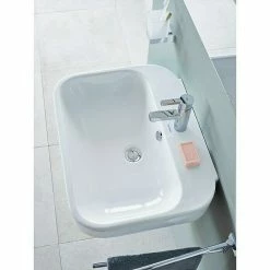 Alternative view of BAUHAUS Duravit Happy D.2 Waschtisch 65 X 49,5 Cm, Mit Schmutzabweisender Glasur, Hahnloch: Mitte, Mit Überlauf, Weiß, Ungeschliffen