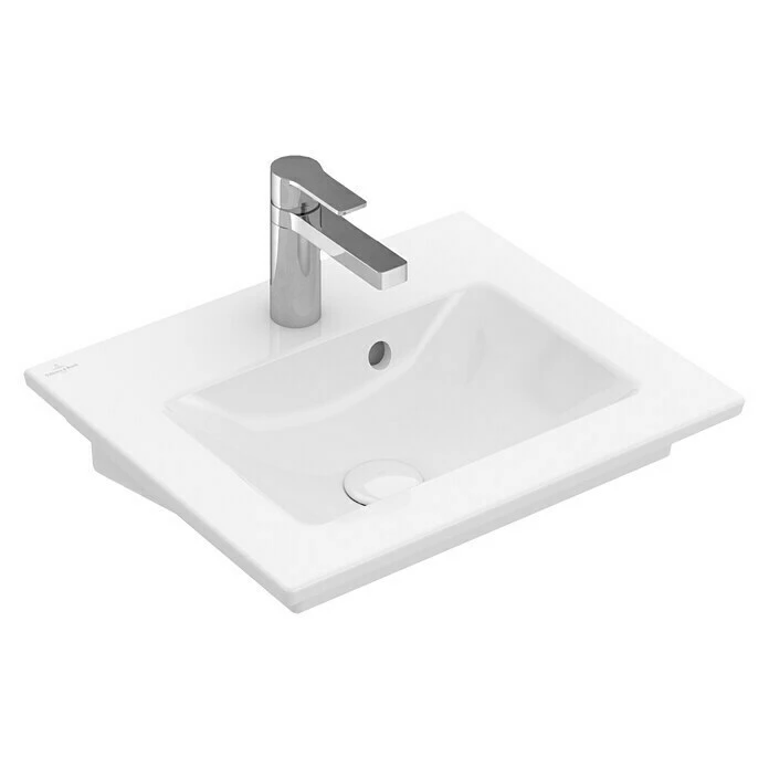 BAUHAUS Villeroy & Boch Venticello Waschbecken 50 X 42 Cm, Mit Schmutzabweisender Glasur, Hahnloch: Mitte, Mit Überlauf, Weiß 3 BAUHAUS Villeroy & Boch Venticello Waschbecken 50 X 42 Cm, Mit Schmutzabweisender Glasur, Hahnloch: Mitte, Mit Überlauf, Weiß