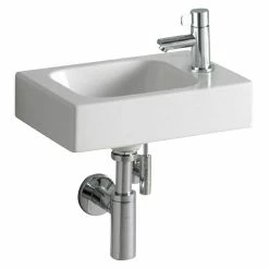 BAUHAUS Geberit ICon Waschbecken Xs 38 X 28 Cm, Ohne Spezialglasur, Hahnloch: Rechts, Weiß, Ablagefläche: Rechts