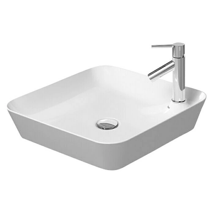 BAUHAUS Duravit Cape Cod Aufsatzwaschbecken 46 X 46 Cm, Ohne Spezialglasur, Hahnloch: Rechts, Ohne Überlauf, Weiß, Matt 3 BAUHAUS Duravit Cape Cod Aufsatzwaschbecken 46 X 46 Cm, Ohne Spezialglasur, Hahnloch: Rechts, Ohne Überlauf, Weiß, Matt