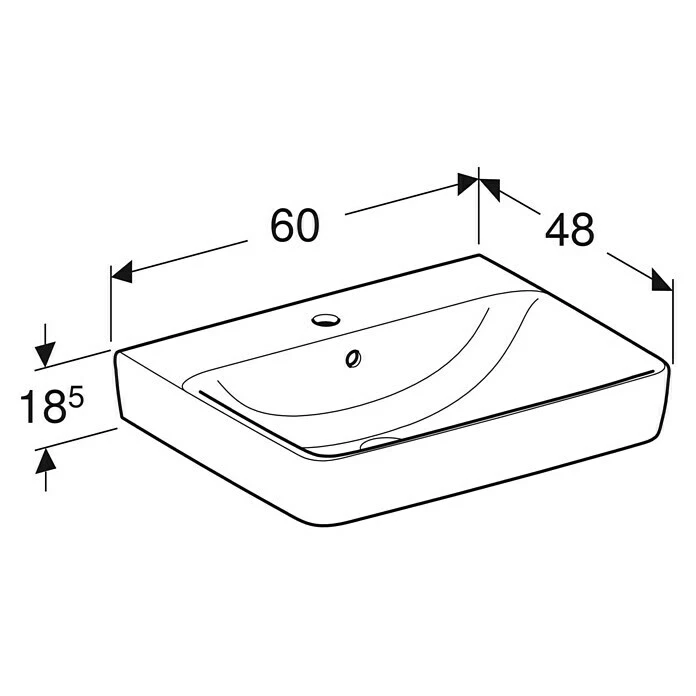 BAUHAUS Geberit Renova Plan Waschtisch 60 X 48 Cm, Mit Schmutzabweisender Glasur, Hahnloch: Mitte, Mit Überlauf, Weiß 4 BAUHAUS Geberit Renova Plan Waschtisch 60 X 48 Cm, Mit Schmutzabweisender Glasur, Hahnloch: Mitte, Mit Überlauf, Weiß – Bild 2