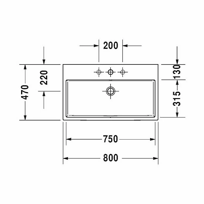 BAUHAUS Duravit Vero Air Waschtisch 80 X 47 Cm, Ohne Spezialglasur, Hahnloch: Ohne, Überlauf, Weiß, Geschliffen 4 BAUHAUS Duravit Vero Air Waschtisch 80 X 47 Cm, Ohne Spezialglasur, Hahnloch: Ohne, Überlauf, Weiß, Geschliffen – Bild 2