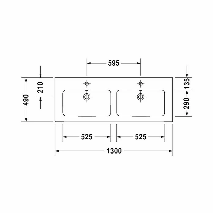 BAUHAUS Duravit ME By Starck Doppelwaschtisch 130 X 49 Cm, Ohne Spezialglasur, Anzahl Hahnlöcher: 2, Mit Überlauf, Weiß 4 BAUHAUS Duravit ME By Starck Doppelwaschtisch 130 X 49 Cm, Ohne Spezialglasur, Anzahl Hahnlöcher: 2, Mit Überlauf, Weiß – Bild 2