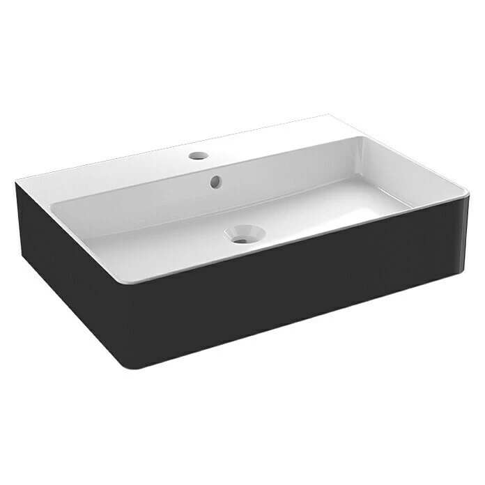 BAUHAUS Camargue Los Angeles Waschtisch 60,5 X 42 Cm, Ohne Spezialglasur, Hahnloch: Mitte, Mit Überlauf, Schwarz 3 BAUHAUS Camargue Los Angeles Waschtisch 60,5 X 42 Cm, Ohne Spezialglasur, Hahnloch: Mitte, Mit Überlauf, Schwarz