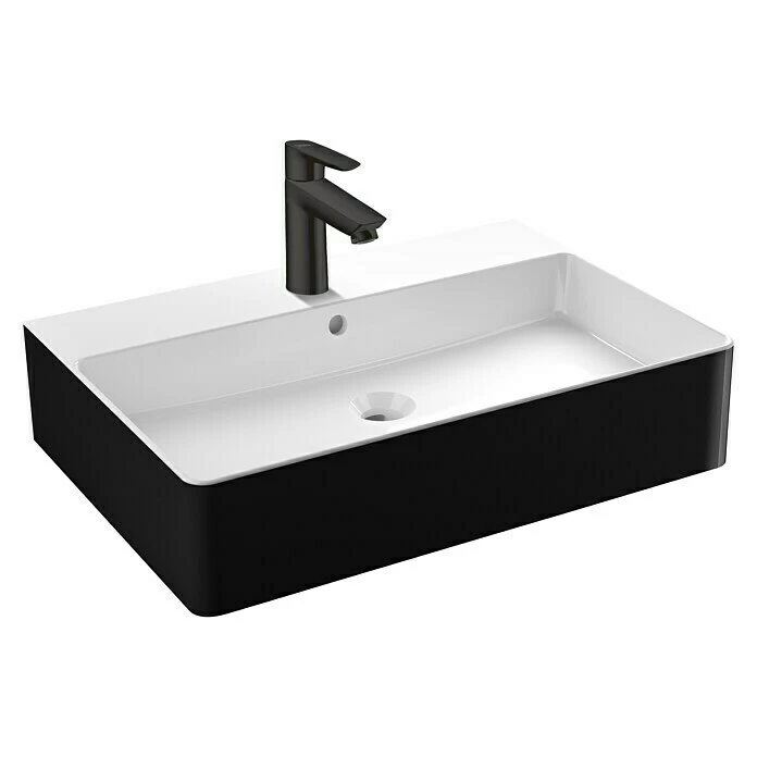 BAUHAUS Camargue Los Angeles Waschtisch 60,5 X 42 Cm, Ohne Spezialglasur, Hahnloch: Mitte, Mit Überlauf, Schwarz 4 BAUHAUS Camargue Los Angeles Waschtisch 60,5 X 42 Cm, Ohne Spezialglasur, Hahnloch: Mitte, Mit Überlauf, Schwarz – Bild 2