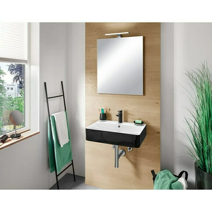 BAUHAUS Camargue Los Angeles Waschtisch 60,5 X 42 Cm, Ohne Spezialglasur, Hahnloch: Mitte, Mit Überlauf, Schwarz 5 BAUHAUS Camargue Los Angeles Waschtisch 60,5 X 42 Cm, Ohne Spezialglasur, Hahnloch: Mitte, Mit Überlauf, Schwarz – Bild 3