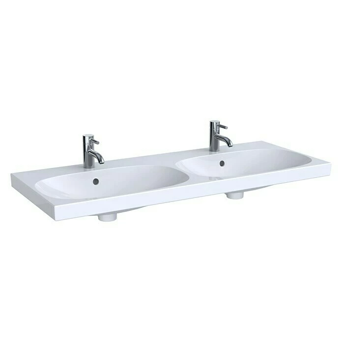 BAUHAUS Geberit Acanto Doppelwaschtisch 120 X 48 Cm, Mit Schmutzabweisender Glasur, Hahnloch: Mitte, Mit Überlauf, Weiß 3 BAUHAUS Geberit Acanto Doppelwaschtisch 120 X 48 Cm, Mit Schmutzabweisender Glasur, Hahnloch: Mitte, Mit Überlauf, Weiß